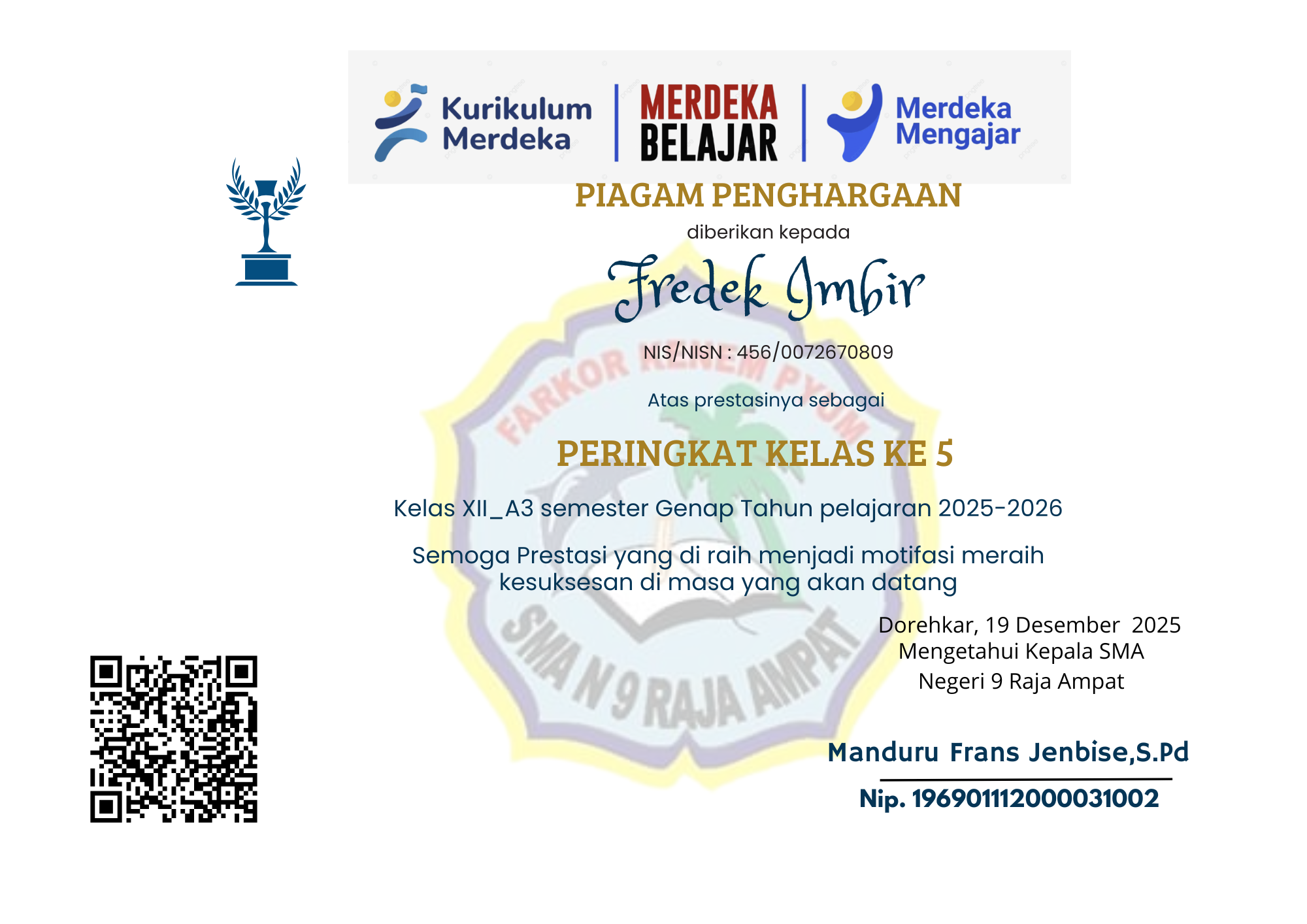 Perengkingan Semester Gasal 2025-2026